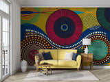 Geometric Mural Wallpaper | Vibrant Circular African Pattern