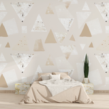 Geometric Mural Wallpaper | Modern Beige Triangle Pattern