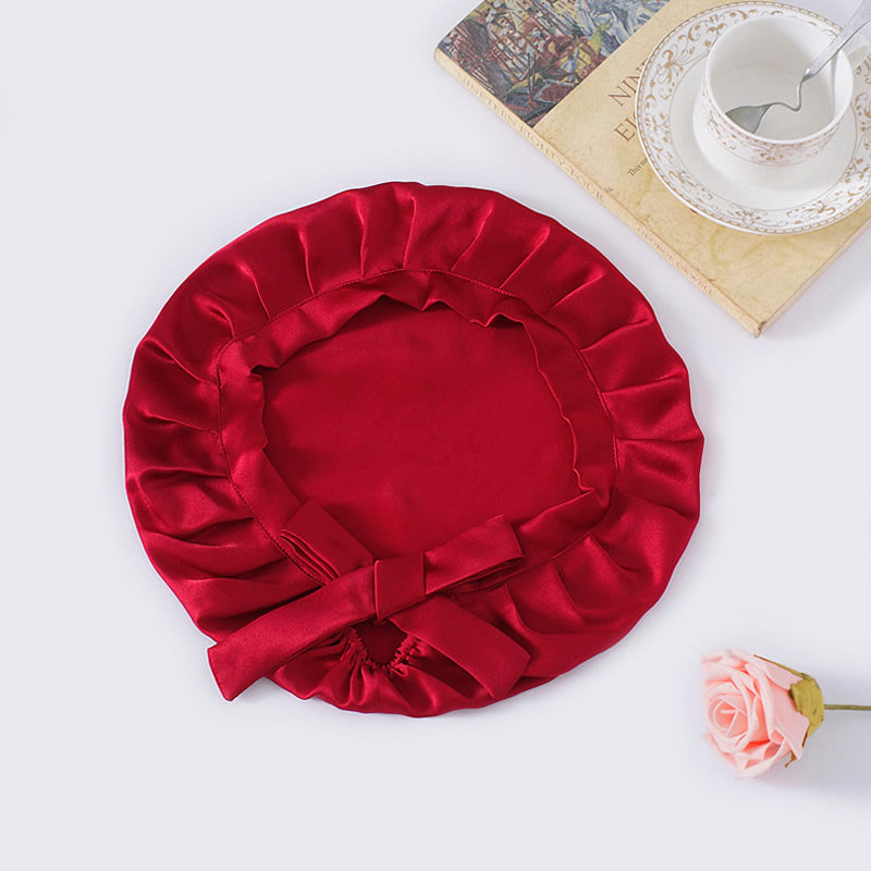 Silk Sleep Cap  Mulberry Silk Hair Protection With Ribbon - Product example