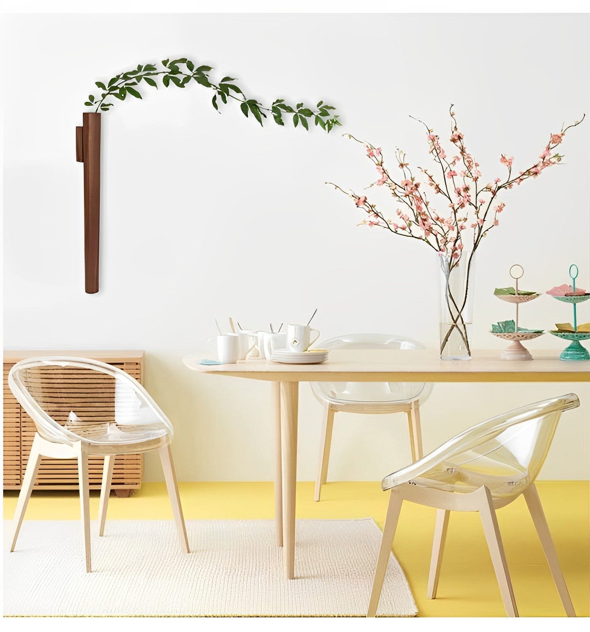 Modern Wall Vase  Solid Walnut Wood Design - Detailed view