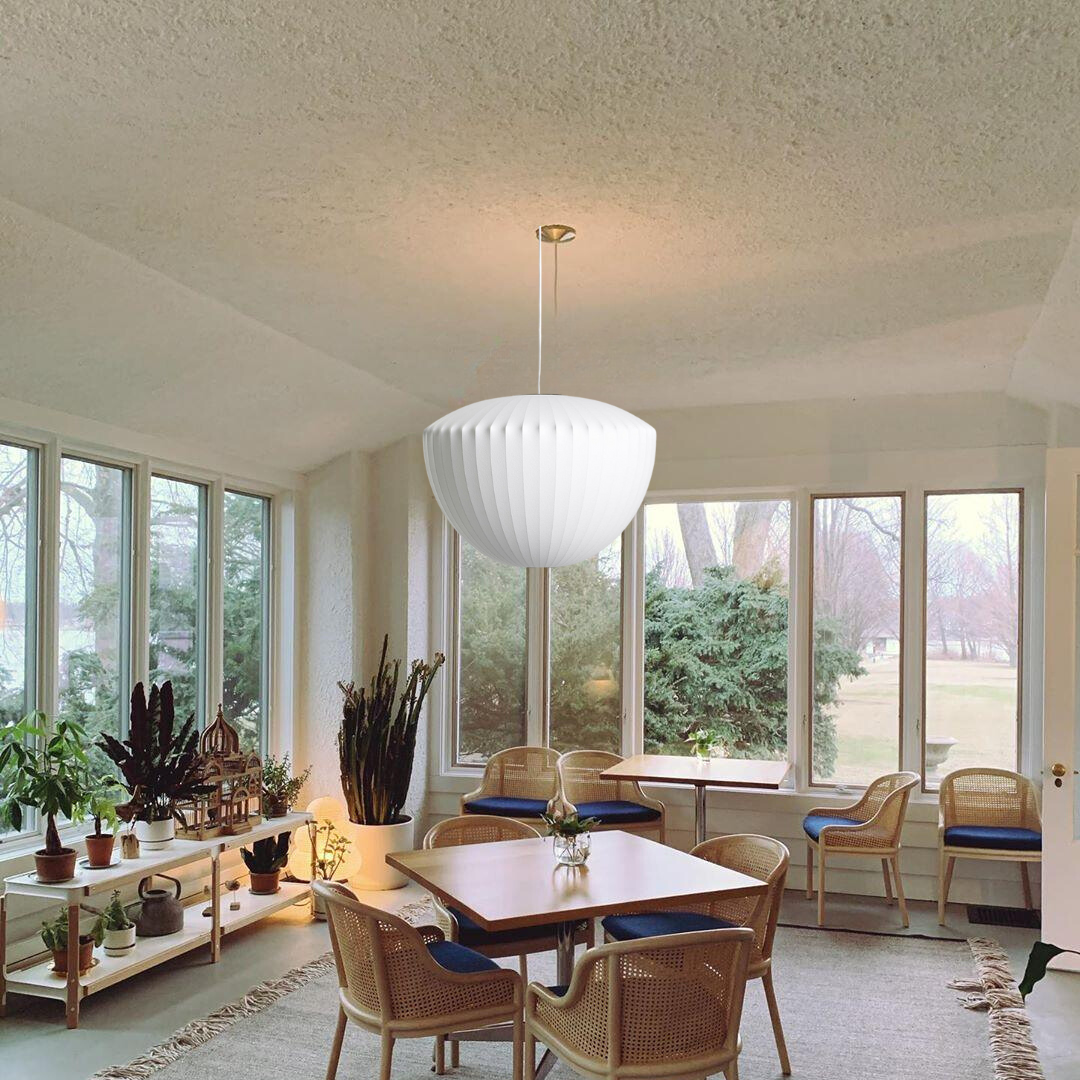 Modern Pendant Lamp  Pleated White Silk Shade - Product detail 5