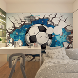 Football Mural Wallpaper | 3D Breaking Wall Design