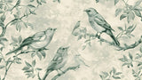 Birds Mural Wallpaper | Sage Green Botanical Design