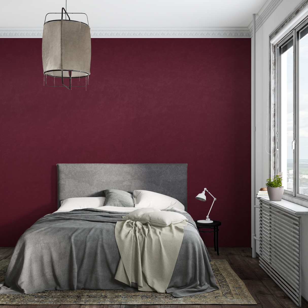 Red Mural Wallpaper | Deep Burgundy Solid Color