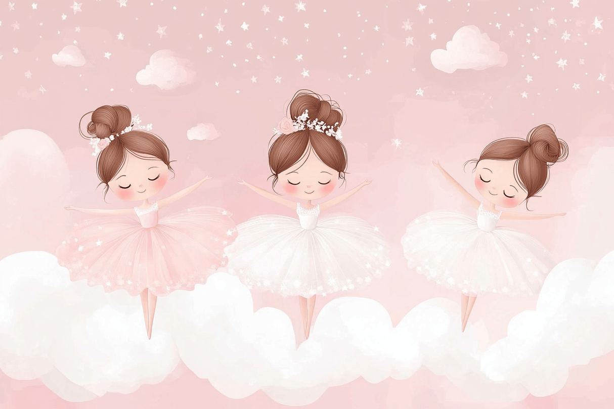Ballet Mural Wallpaper | Dancing Girls in Pink and White