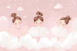 Ballet Mural Wallpaper | Dancing Girls in Pink and White