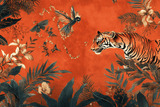 Jungle Tiger Mural Wallpaper | Terracotta Exotic Paradise