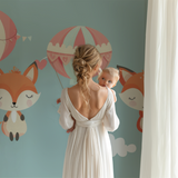 Forest Animals Mural Wallpaper | Fox and Hot Air Balloon Adventure