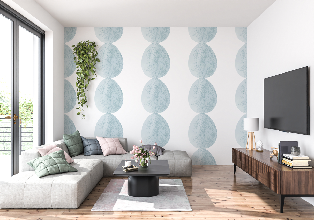 Geometric Mural Wallpaper | Modern Blue Circles Pattern