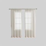 French Voile Curtains  Sheer Beige With Tassel Trim - Product example