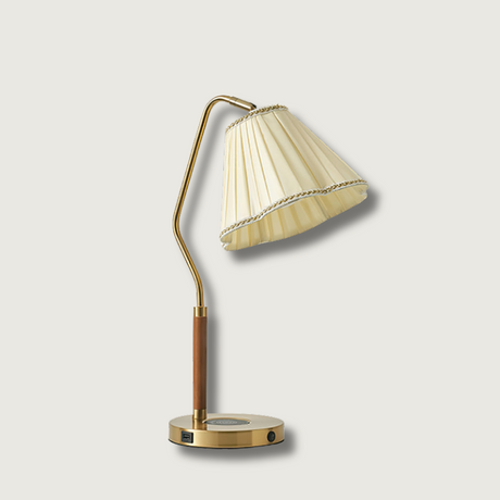 Vintage Table Lamp  Brass Base with Pleated Shade - Product showcase