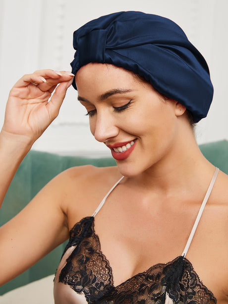 Silk Sleep Turban  Pure Mulberry Hair Protection Cap - Product detail 15