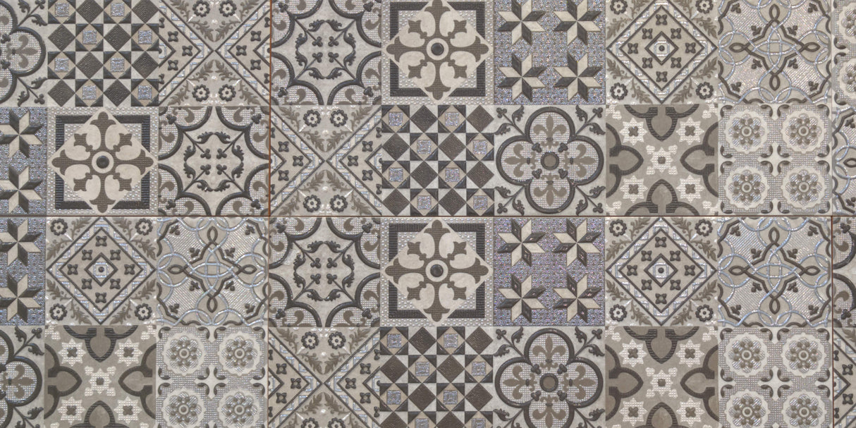 Moroccan Tile Mural Wallpaper | Vintage Grey Geometric Pattern