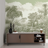 Tropical Mural Wallpaper | Sage Green Jungle Landscape