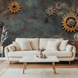 Industrial Mural Wallpaper | Vintage Metal Gears Design