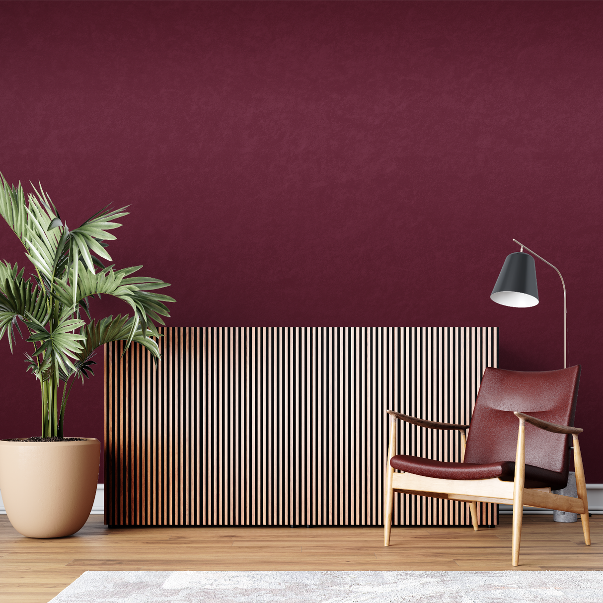 Red Mural Wallpaper | Deep Burgundy Solid Color