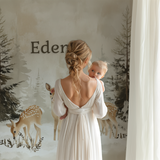 Forest Animals Mural Wallpaper | Deer and Pine Trees in Winter Scene