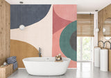 Abstract Mural Wallpaper | Modern Curved Shapes in Earth Tones