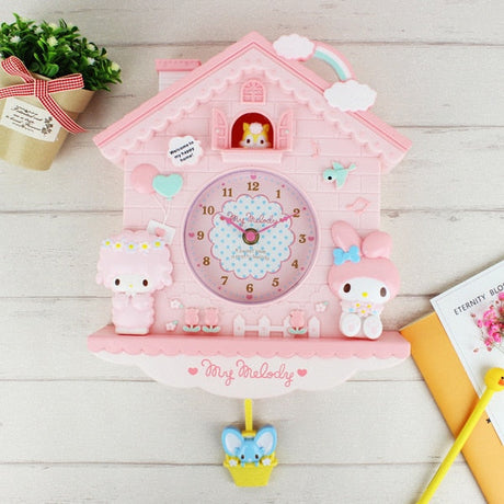 Kids Room Wall Clock  Cartoon House Design With Red Accents - Product detail 4