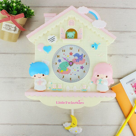 Kids Room Wall Clock  Cartoon House Design With Red Accents - Product example