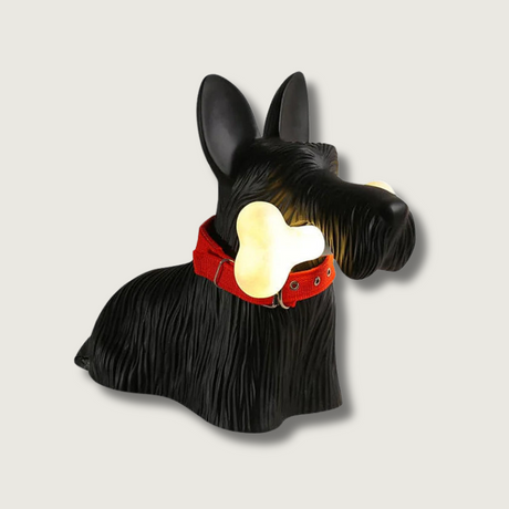 Scottie Dog Table Lamp  LED Black Resin Design - Product showcase