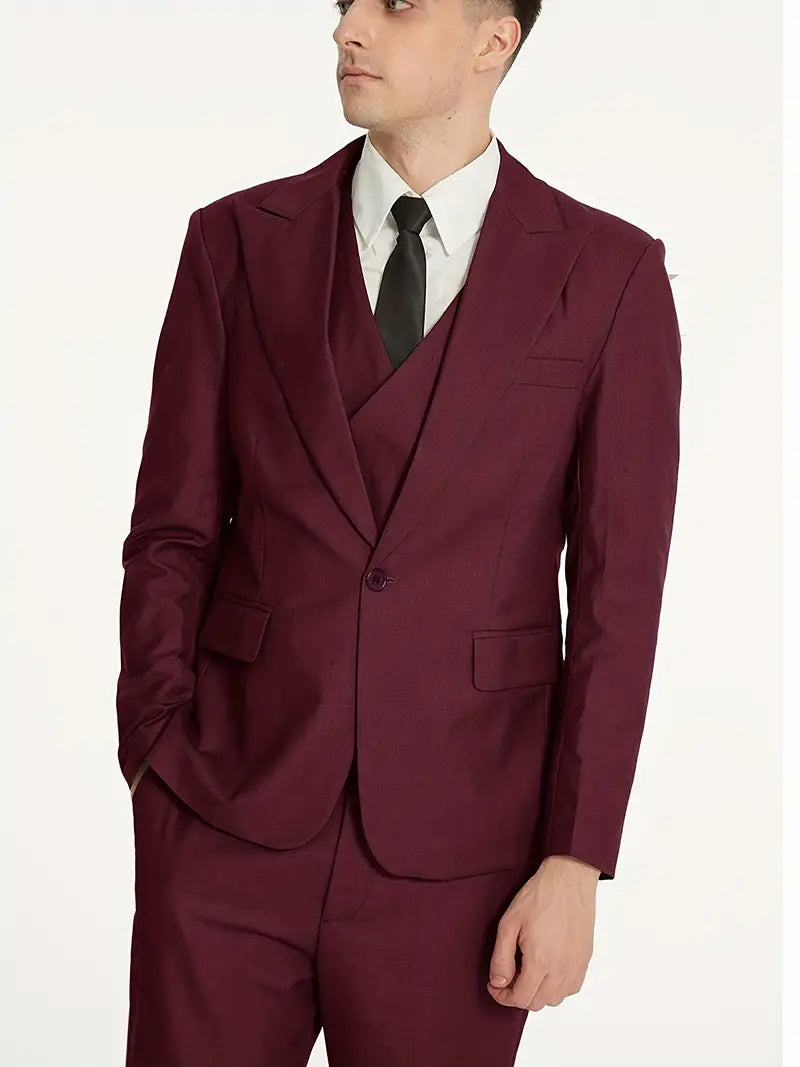 Classic Three Piece Suit  Beige Double-Breasted Design - Product detail 5
