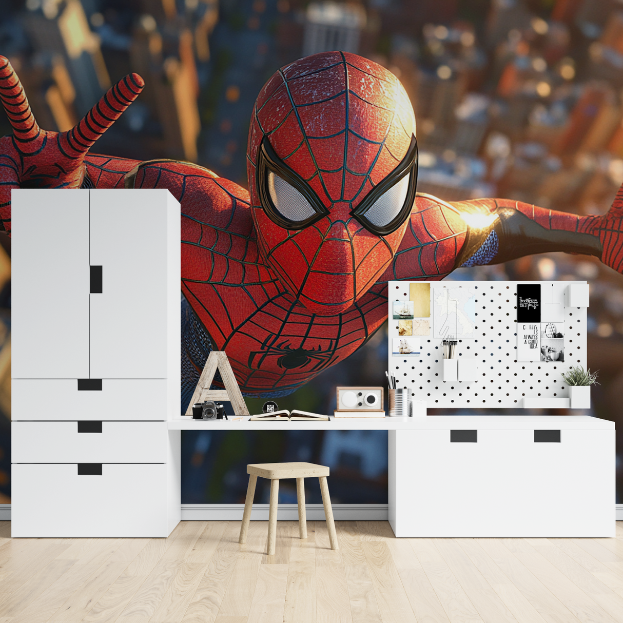 Superhero Mural Wallpaper | Spider-Man Action Scene in 3D