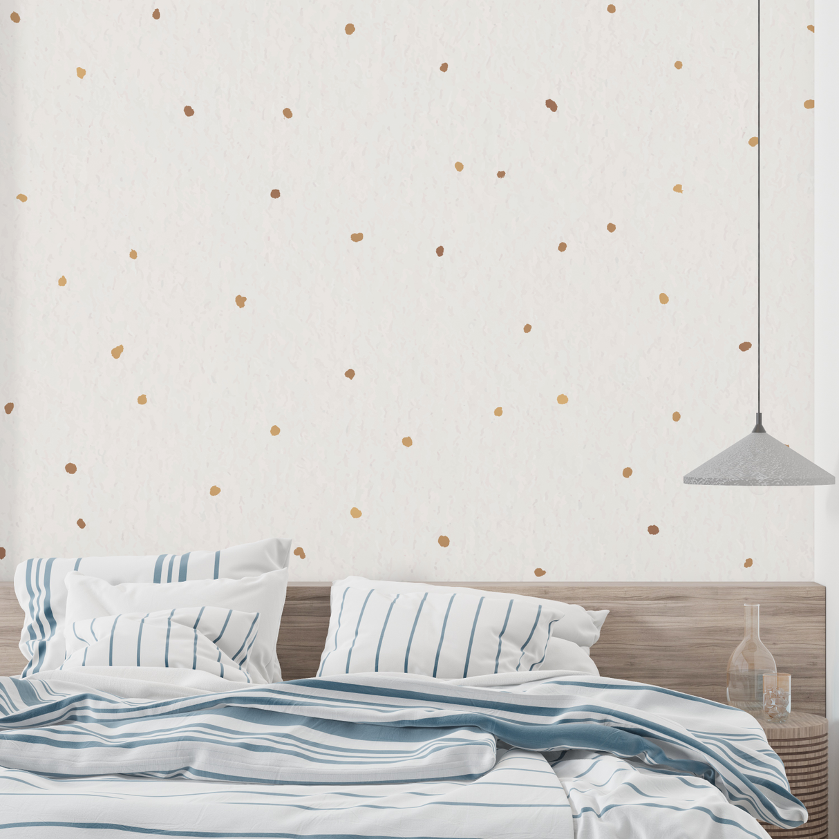 Pattern Mural Wallpaper | Golden Dots on White