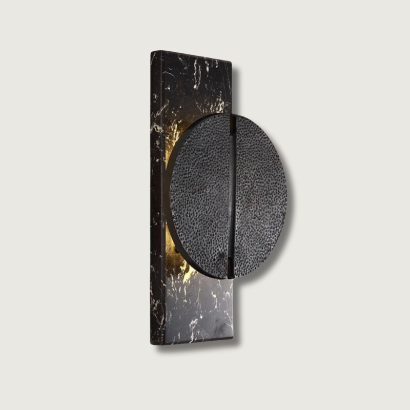 Modern Marble Wall Light  Black Stone Half Moon Design - Product showcase