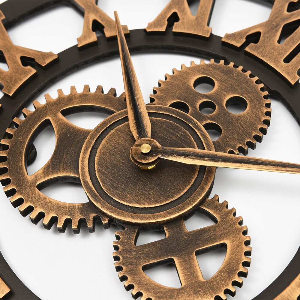 Industrial Wall Clock  Roman Numeral Gear Design - Product detail 5