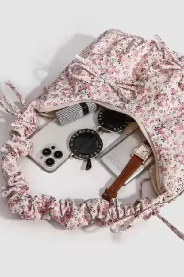 Floral Hobo Bag  Ruched Handle Botanical Print - Product detail 5