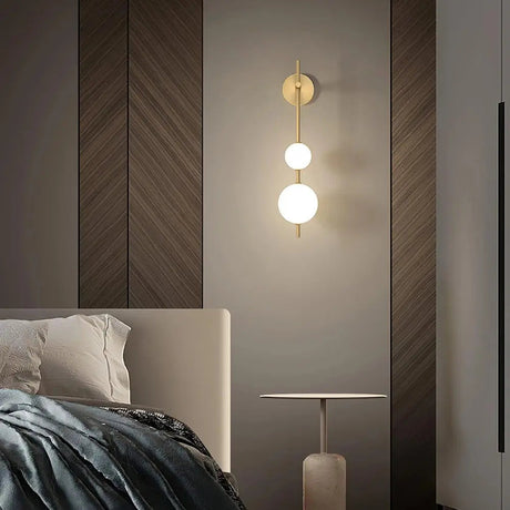 Modern Globe Wall Lamp  Vertical Brass Frame Design - Product example
