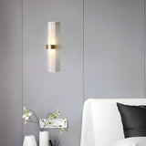 Modern Wall Sconce  Frosted Glass Tube with Brass Accent - Product example