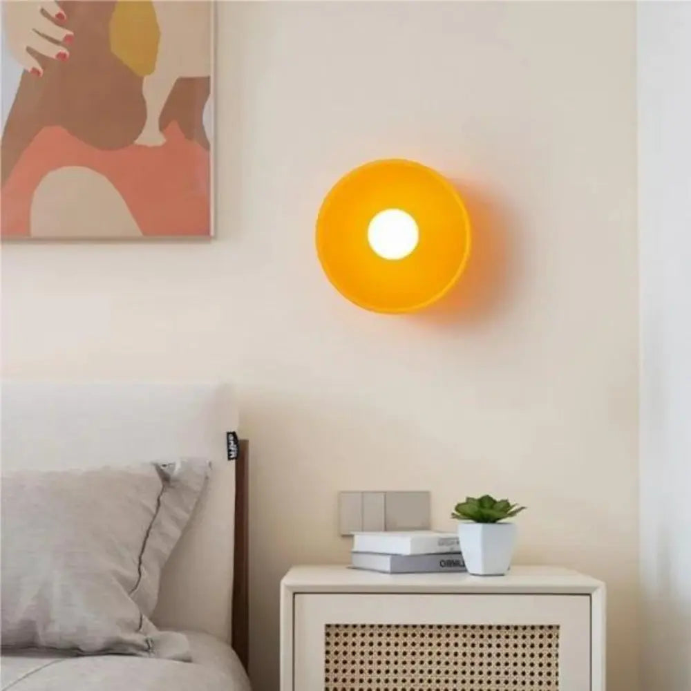 Modern Disc Wall Light  Yellow Interior Accent Lamp - Detailed view