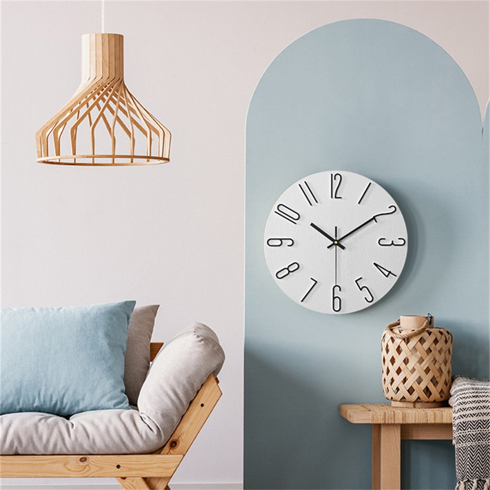 Modern Wall Clock  Blue Face Gold Numbers - Product example
