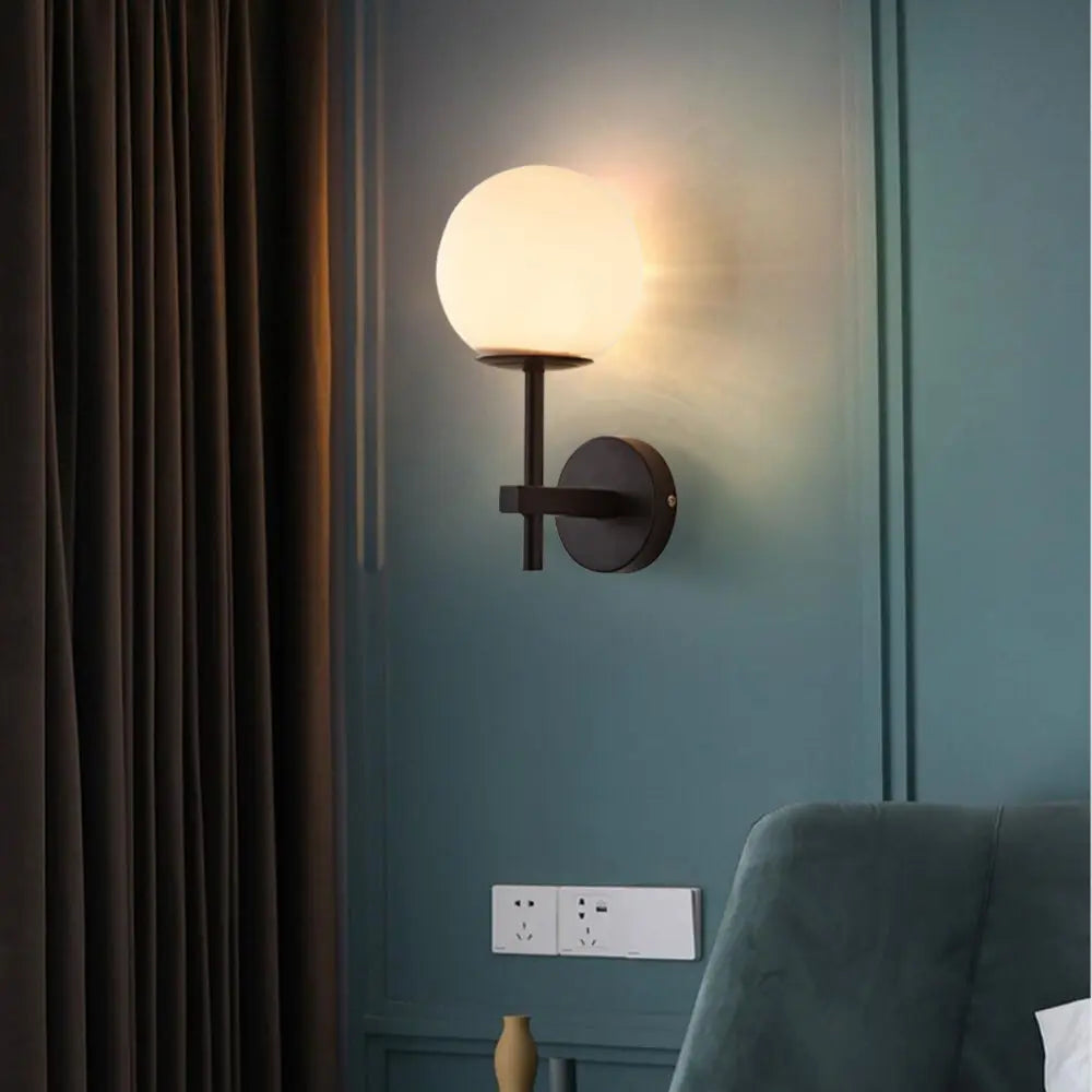 Modern Wall Sconce  Black Aluminum Globe Light - Product detail 5
