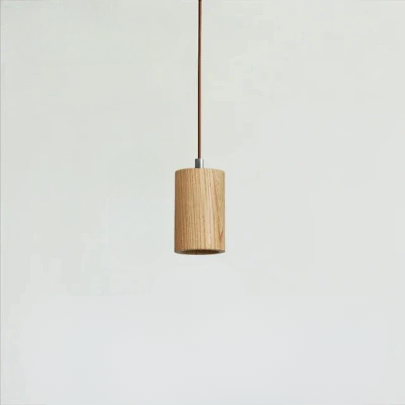Scandinavian Pendant Light  Natural Wood Cylinder Design - Product detail 15