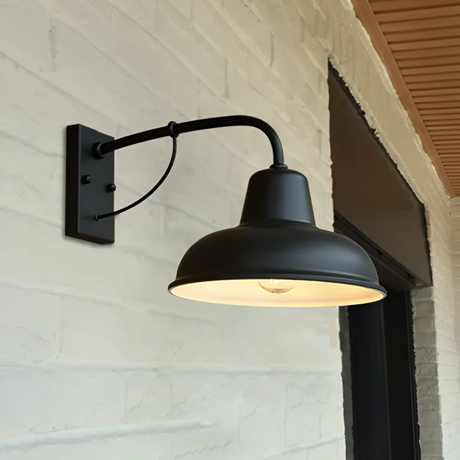 Industrial Wall Light  Black Metal Barn Shade - Product showcase