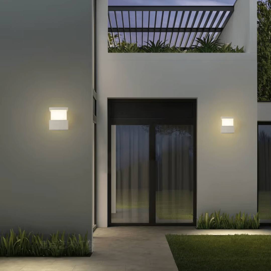 Modern Outdoor Wall Light  White LED Weather-Resistant Fixture - Detailed view