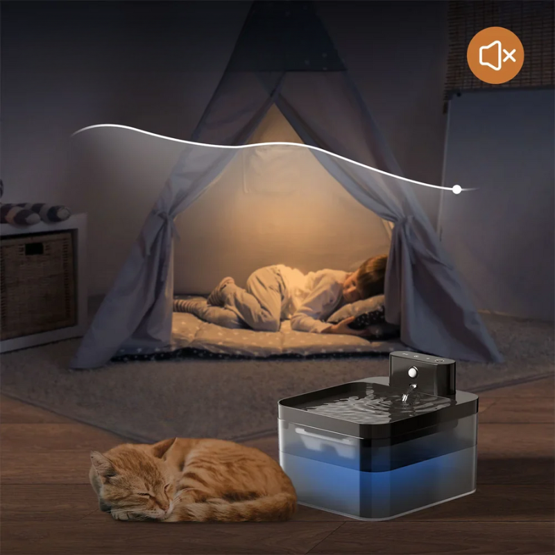 Smart Pet Water Fountain  Motion Sensor Activated Filter System - Detailed view