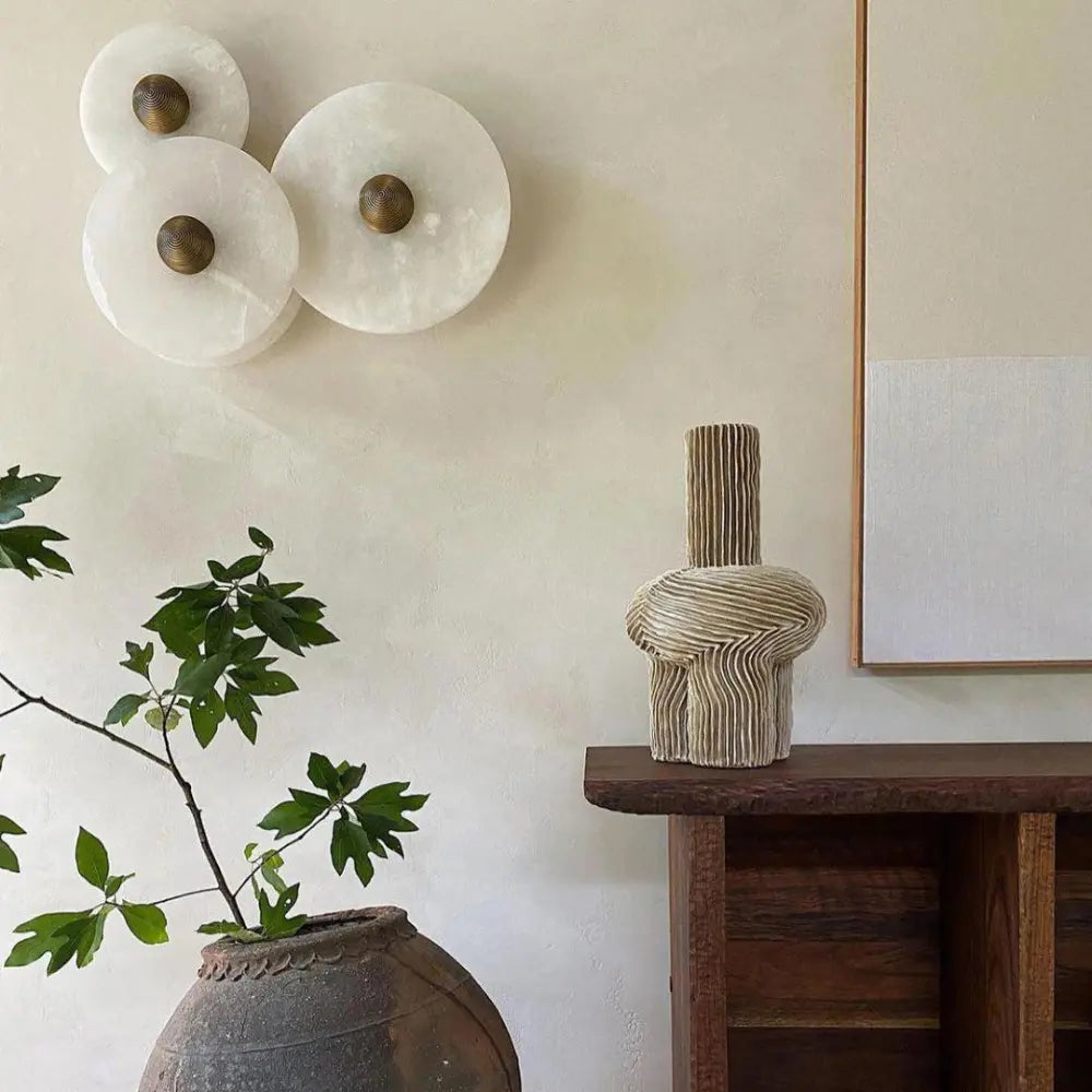 Modern Wall Light  White Glass Disc with Bronze Center - Product detail 5