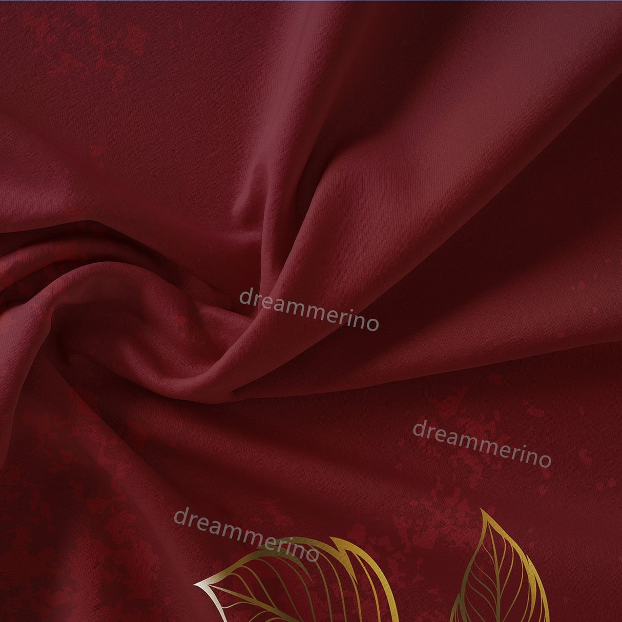 Romantic Floral Duvet Set  Red  Gold Rose Print - Product example