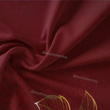 Romantic Floral Duvet Set  Red  Gold Rose Print - Product example