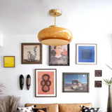 Modern Glass Ceiling Light  Amber Dome With Brass Finish - Product detail 6