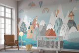 Mountain Mural Wallpaper | Scandinavian Kids Adventure Scene