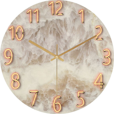Modern Wall Clock  Neon Numbers Blue Marble Design - Product detail 5