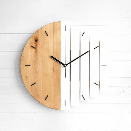 Modern Wall Clock  Wood And Metal Split Design - Product detail 4