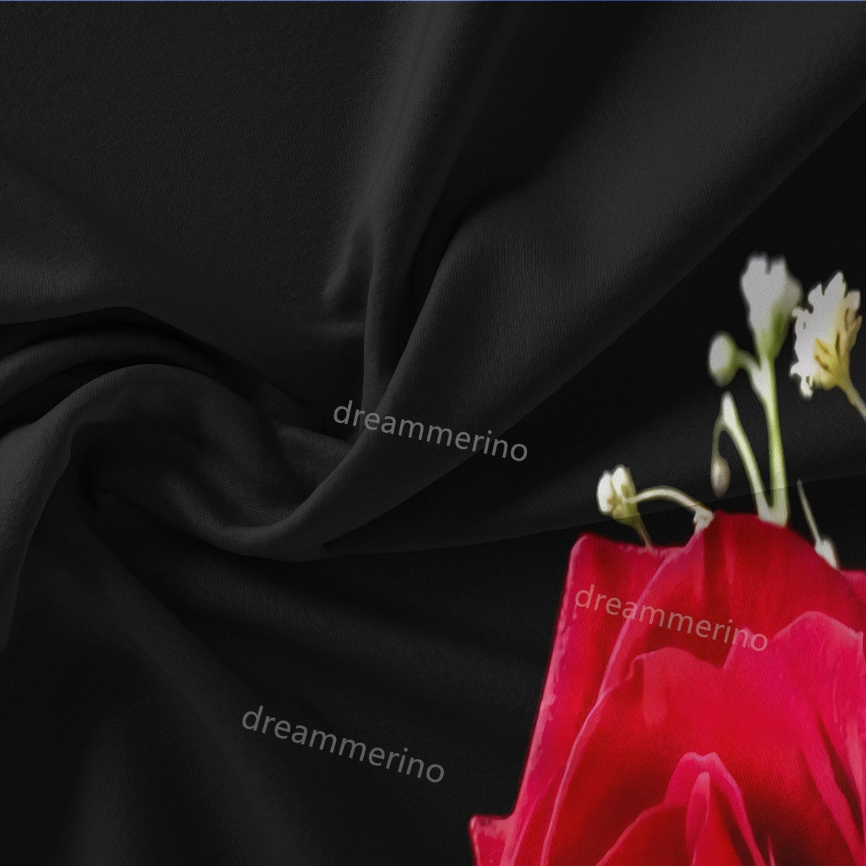 Floral Bedding Set  Red Roses Black Background Design - Product example
