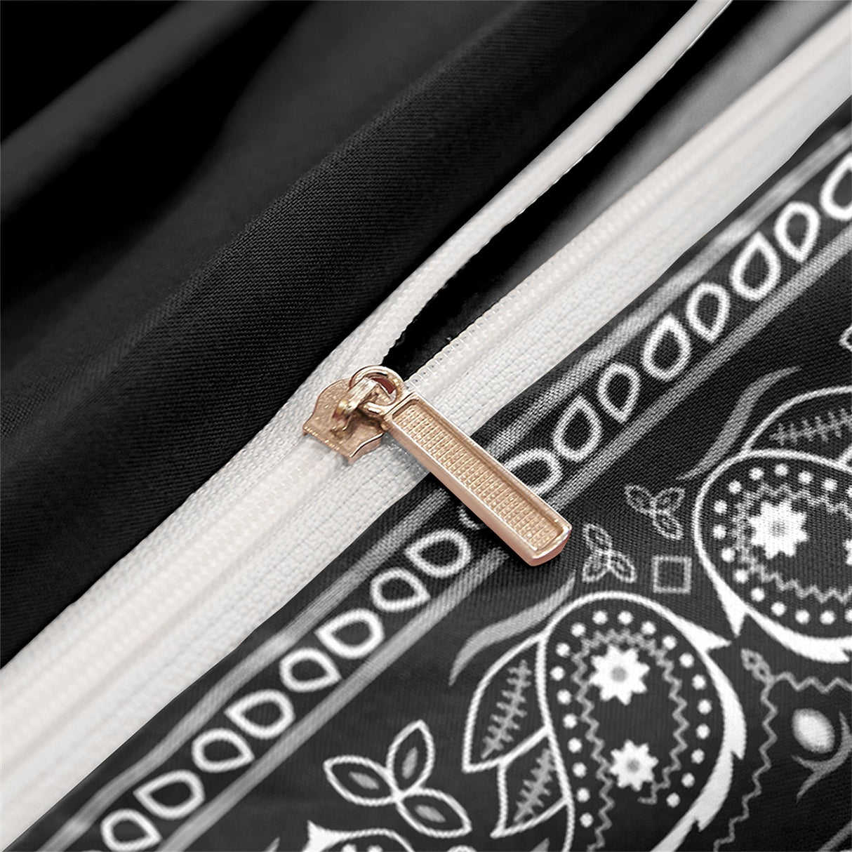 Mandala Cotton Bedding Set  Black Paisley Pattern Design - Product example