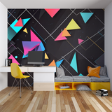 Geometric Mural Wallpaper | Modern 3D Triangle Design